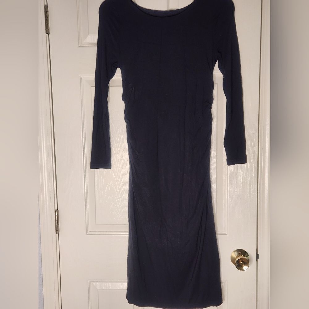 J.Peterman S Black  Lined Rayon Blend Stretch Longsleeves Women’s Midi Dress